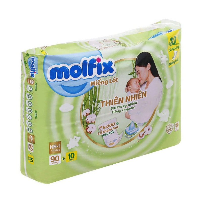 Miếng lót Molfix thiên nhiên size NB1 90 + 10 miếng (Dưới 1 tháng) 2