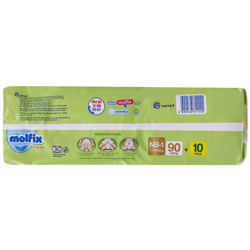 Miếng lót Molfix thiên nhiên size NB1 90 + 10 miếng (Dưới 1 tháng) 4