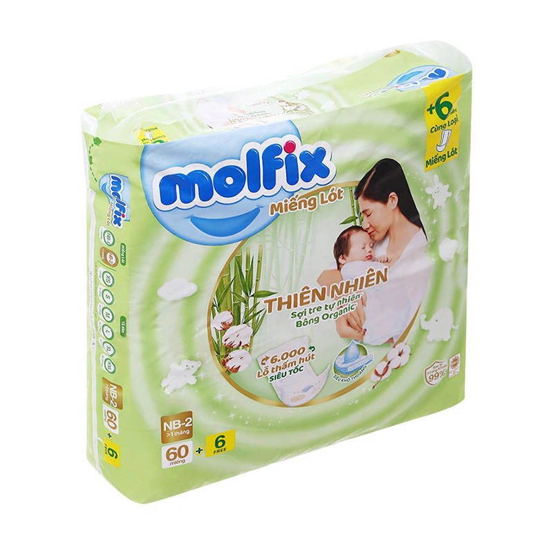 Miếng lót Molfix thiên nhiên size NB2 60 + 6 miếng (Từ 1 tháng) 2