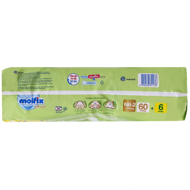 Miếng lót Molfix thiên nhiên size NB2 60 + 6 miếng (Từ 1 tháng) 3