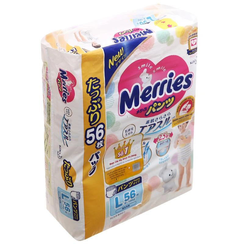 Tã quần Merries gói lớn size L 56 miếng (9 - 14 kg) 2