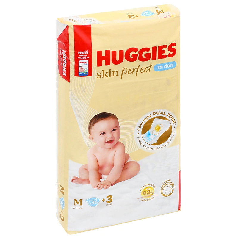 Tã dán Huggies Skin Perfect size M 46 + 3 miếng (6 - 11 kg) - Giao bao bì cộng miếng ngẫu nhiên 4