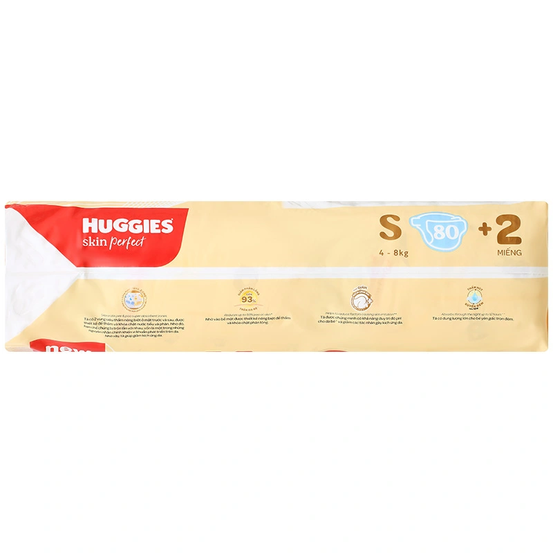 Tã dán Huggies Skin Perfect size S 80 + 2 miếng (4 - 8 kg) - Giao bao bì cộng miếng ngẫu nhiên 5