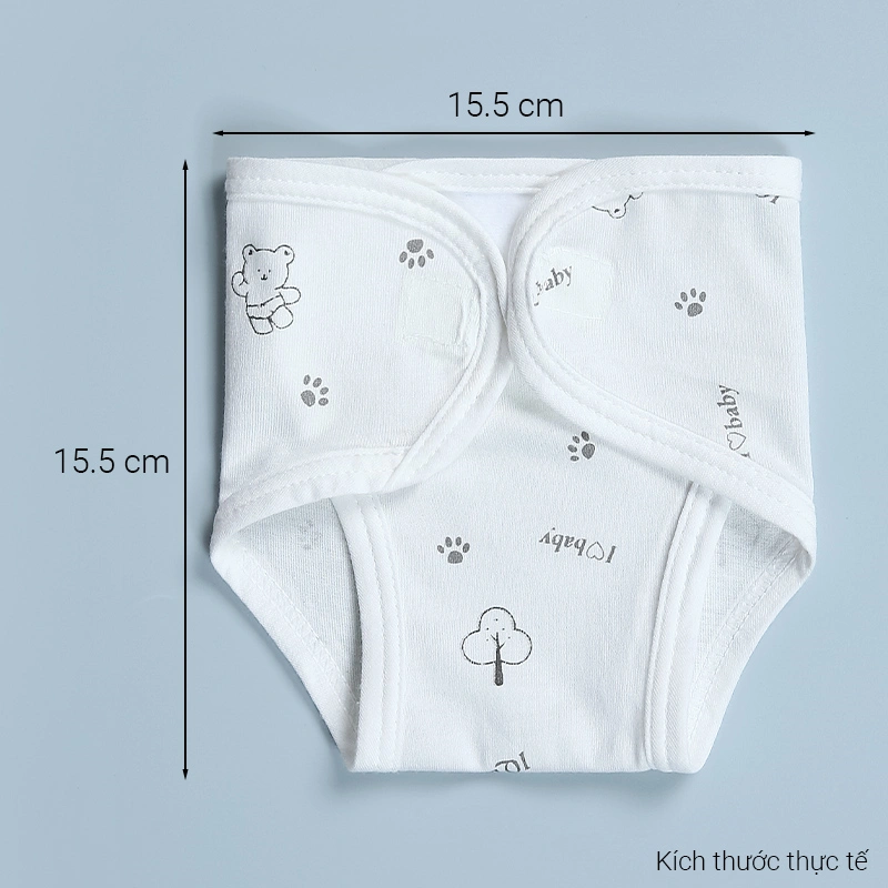 Set 3 tã vải sơ sinh IQ Baby họa tiết gấu xám size S2 (5 - 7 kg) 24