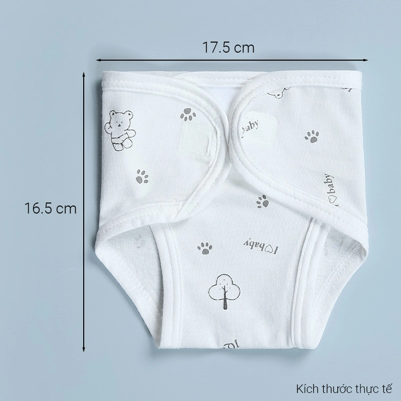 Set 3 tã vải sơ sinh IQ Baby họa tiết gấu xám size S2 (5 - 7 kg) 11