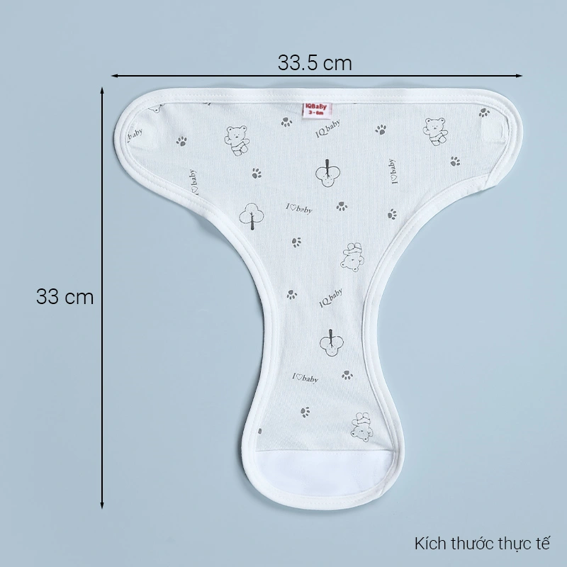 Set 3 tã vải sơ sinh IQ Baby họa tiết gấu xám size S2 (5 - 7 kg) 12