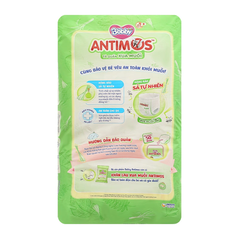 Tã quần Bobby Antimos xua muỗi size M 52 miếng (6 - 11 kg) 14