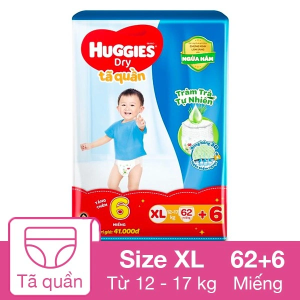 Tã quần Huggies Dry size XL 62 + 6 miếng (12 - 17 kg) 1