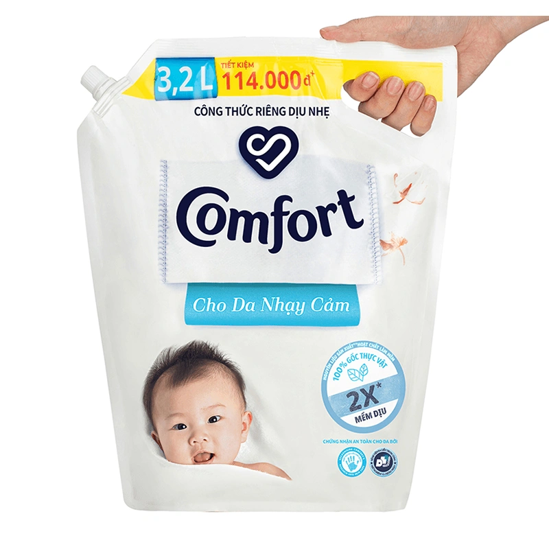 Nước xả quần áo cho bé Comfort cho da nhạy cảm hương phấn dịu nhẹ túi 1.8 lít 17
