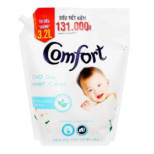 Nước xả quần áo cho bé Comfort cho da nhạy cảm hương phấn dịu nhẹ túi 1.8 lít 14