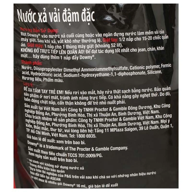 Nước xả Downy Đam Mê hương nước hoa túi 3 lít 12