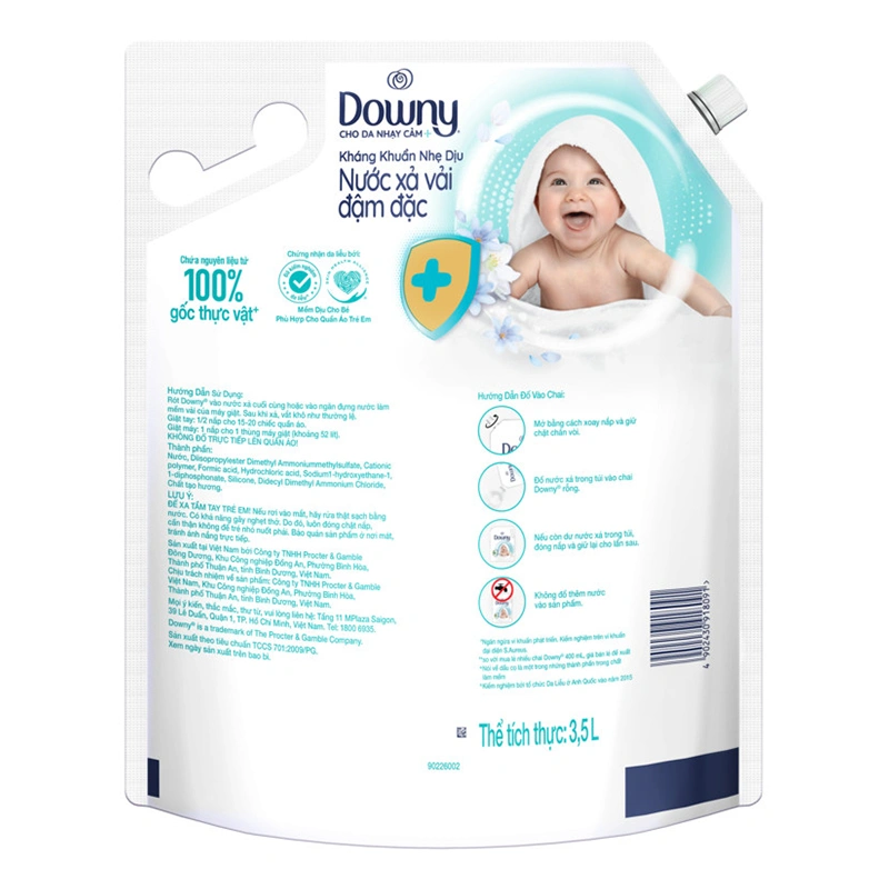 Nước xả quần áo cho bé Downy Kháng Khuẩn Nhẹ Dịu hương dịu nhẹ túi 3.5 lít 2