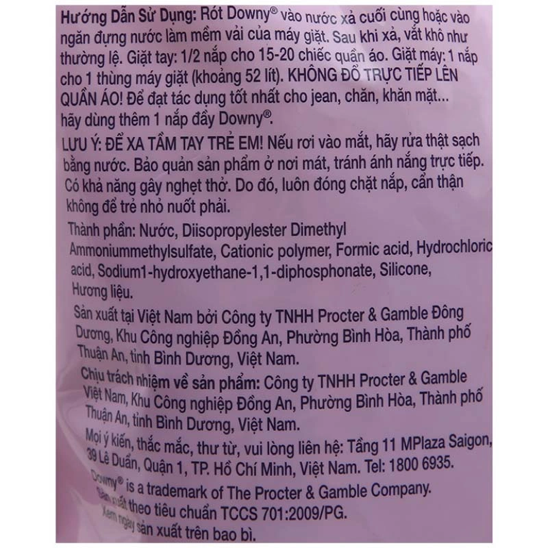 Nước xả Downy Premium Parfum hương hoa oải hương túi 3 lít 5