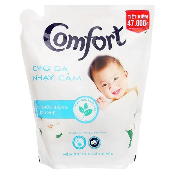 Nước xả quần áo cho bé Comfort cho da nhạy cảm hương phấn dịu nhẹ túi 1.8 lít 10