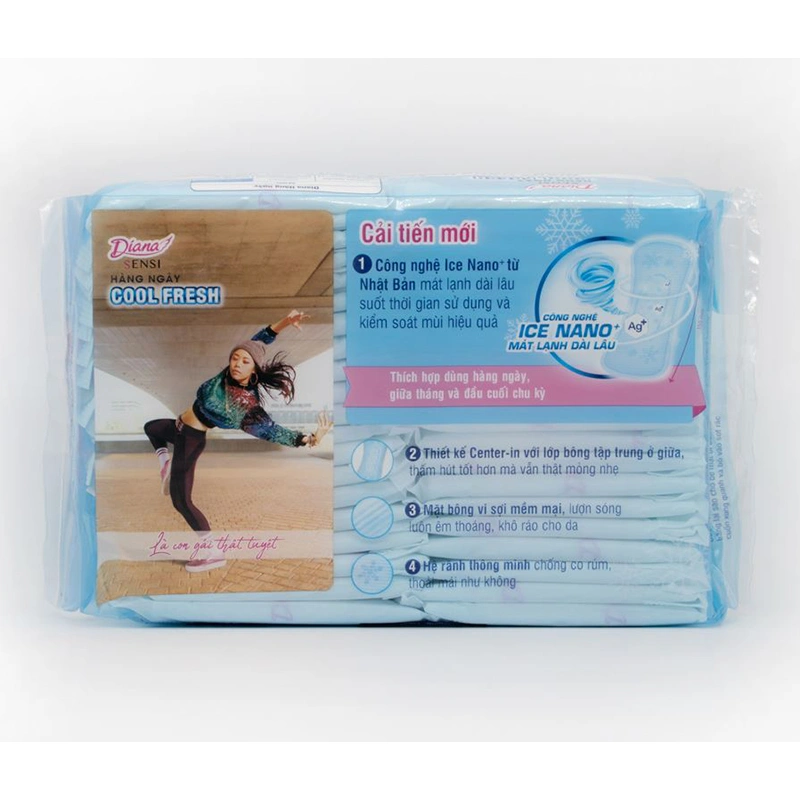 Băng vệ sinh hàng ngày Diana Sensi Cool Fresh mát lạnh không cánh 20 miếng 10