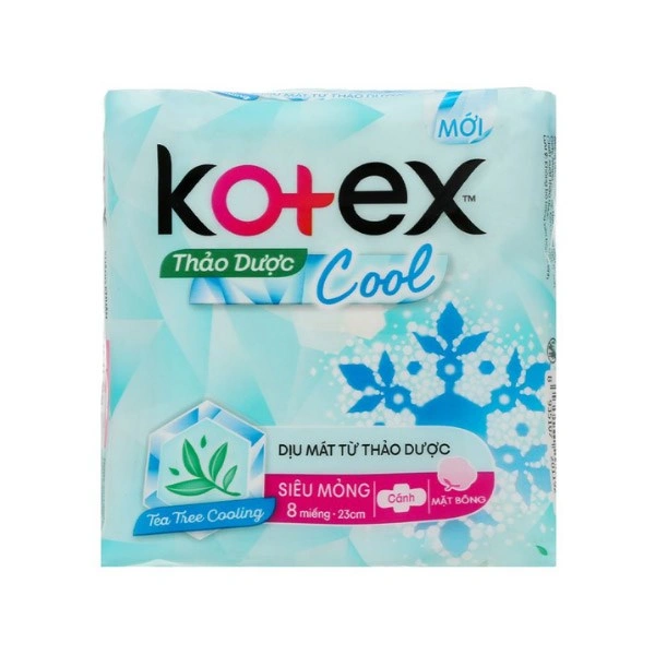 Băng vệ sinh ban ngày Kotex Thảo Dược Cool dịu mát có cánh 8 miếng 1