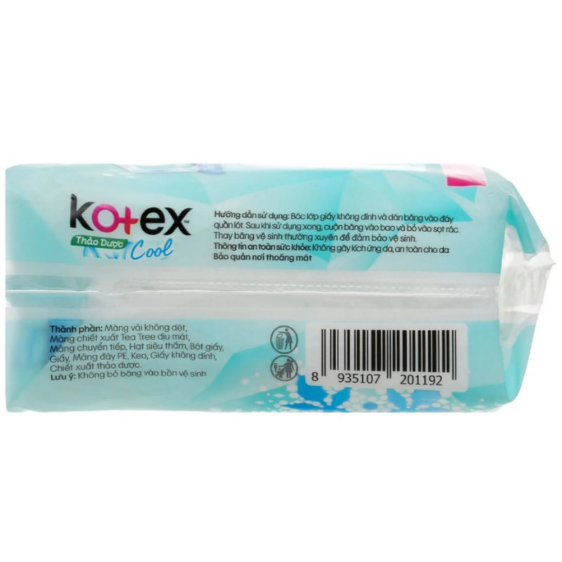 Băng vệ sinh ban ngày Kotex Thảo Dược Cool dịu mát có cánh 8 miếng 4