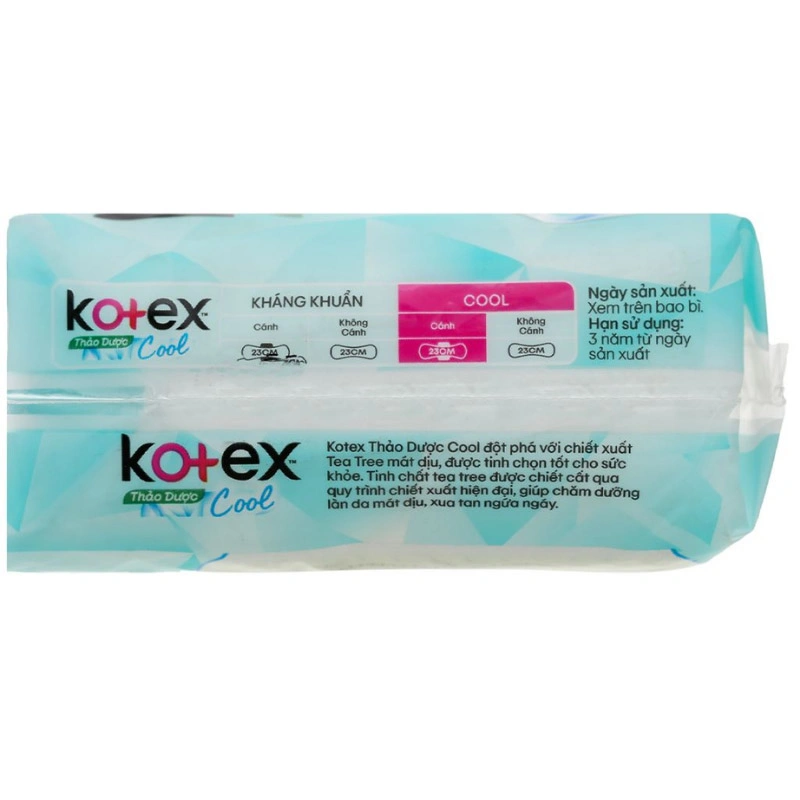 Băng vệ sinh ban ngày Kotex Thảo Dược Cool dịu mát có cánh 8 miếng 3