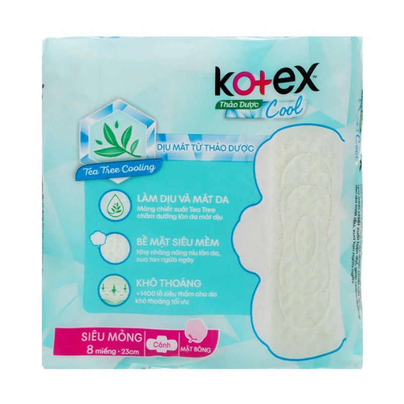 Băng vệ sinh ban ngày Kotex Thảo Dược Cool dịu mát có cánh 8 miếng 2