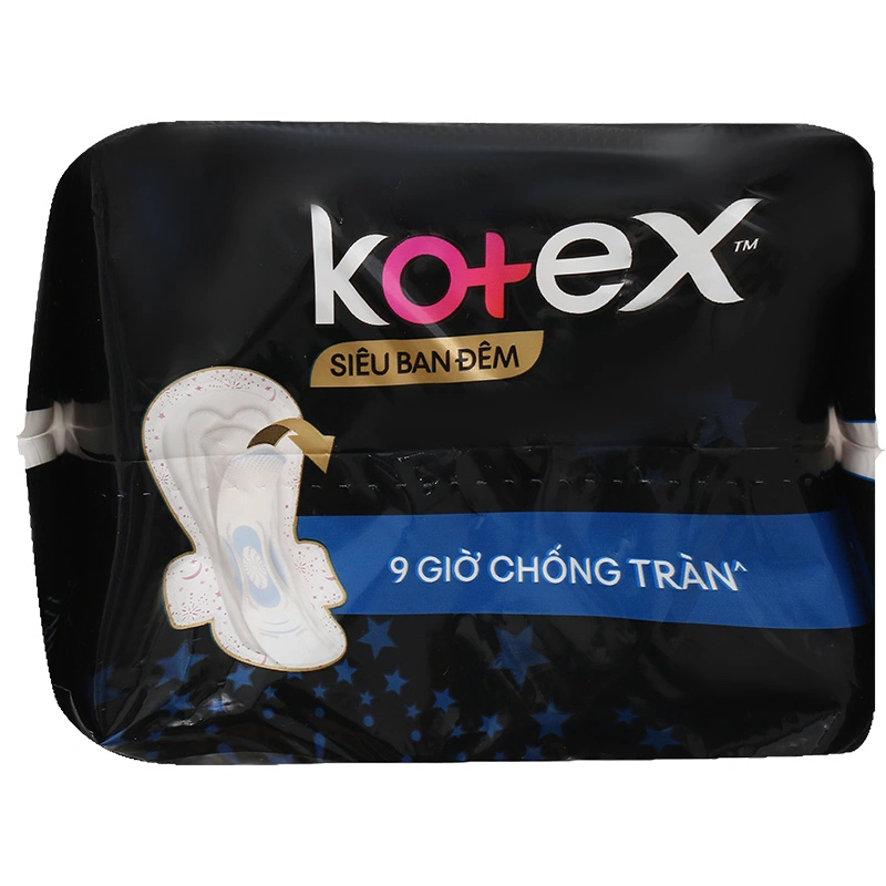 Băng vệ sinh ban đêm Kotex Siêu Ban Đêm chống tràn có cánh 8 miếng 6