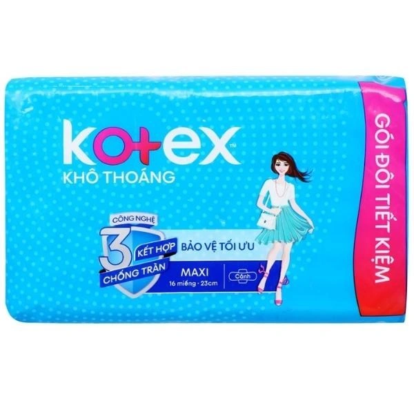 Băng vệ sinh ban ngày Kotex Khô Thoáng chống tràn có cánh 16 miếng 1