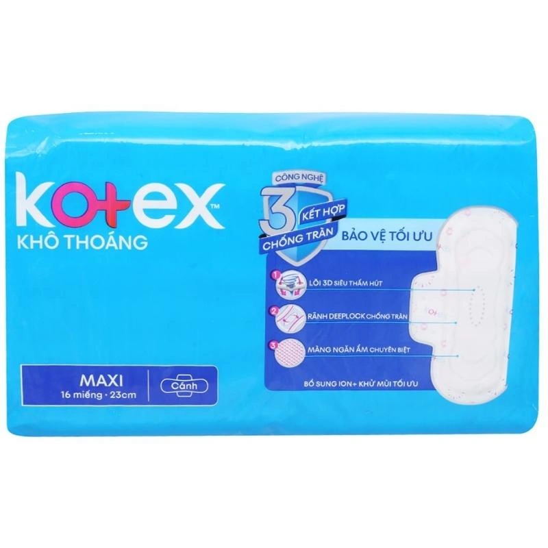Băng vệ sinh ban ngày Kotex Khô Thoáng chống tràn có cánh 16 miếng 2