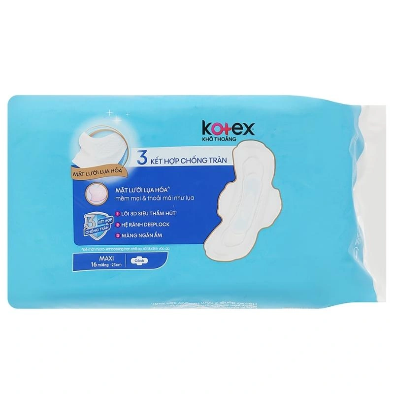 Băng vệ sinh ban ngày Kotex Khô Thoáng chống tràn có cánh 16 miếng 3