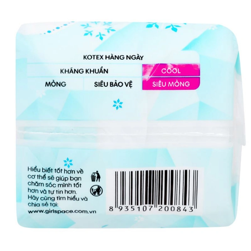 Băng vệ sinh hàng ngày Kotex Cool dịu mát không cánh 40 miếng 4