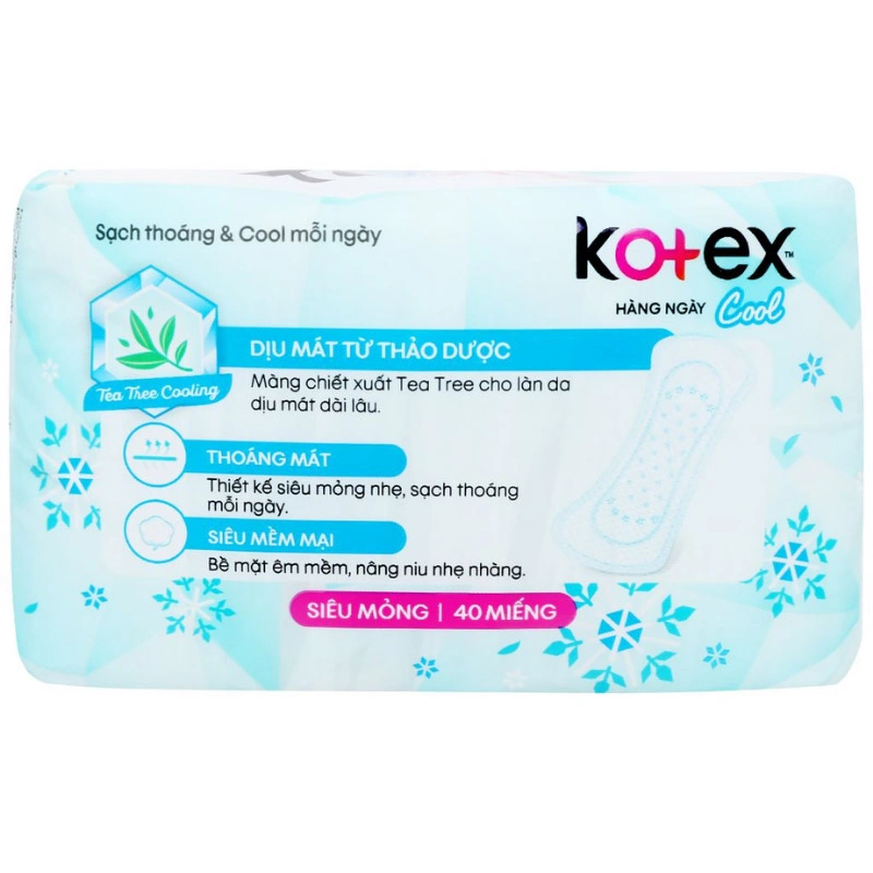 Băng vệ sinh hàng ngày Kotex Cool dịu mát không cánh 40 miếng 2