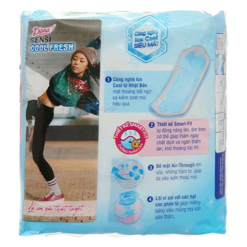 Băng vệ sinh ban ngày Diana Sensi Cool Fresh siêu mỏng không cánh 8 miếng 2
