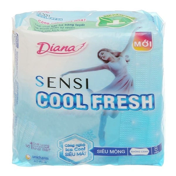 Băng vệ sinh ban ngày Diana Sensi Cool Fresh siêu mỏng không cánh 8 miếng 1