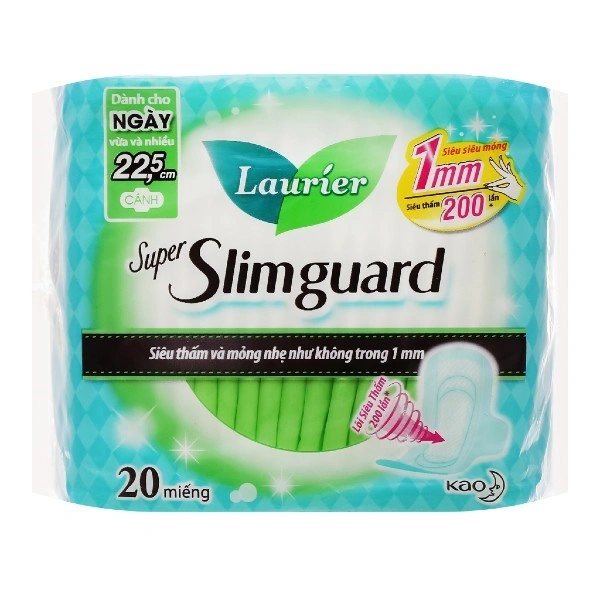 Băng vệ sinh ban ngày Laurier Super Slimguard siêu thấm mỏng nhẹ có cánh 20 miếng 1