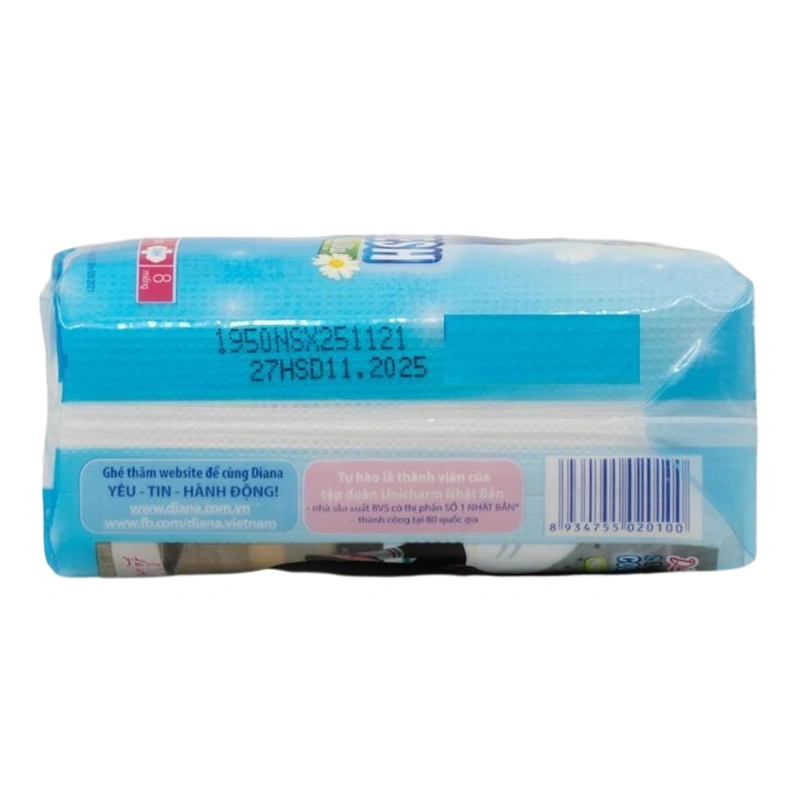 Combo 3 băng vệ sinh ban ngày Diana Sensi Cool Fresh mát dịu có cánh 8 miếng/bịch 15
