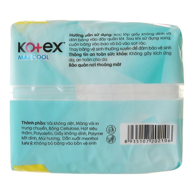 Băng vệ sinh ban ngày Kotex Maxcool siêu mỏng có cánh 20 miếng 5