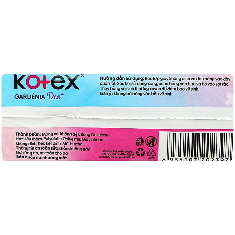 Băng vệ sinh ban ngày Kotex Gardénia siêu mỏng có cánh 8 miếng 3