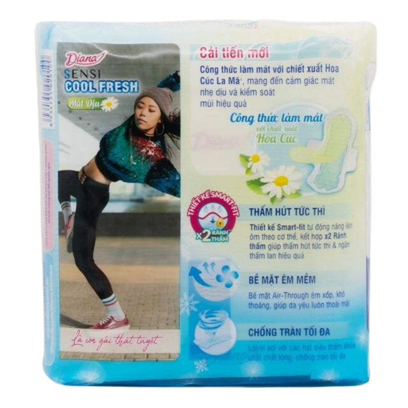 Combo 3 băng vệ sinh ban ngày Diana Sensi Cool Fresh mát dịu có cánh 8 miếng/bịch 2