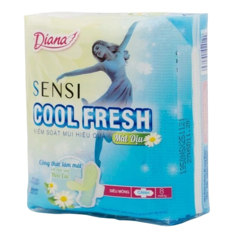 Combo 3 băng vệ sinh ban ngày Diana Sensi Cool Fresh mát dịu có cánh 8 miếng/bịch 3