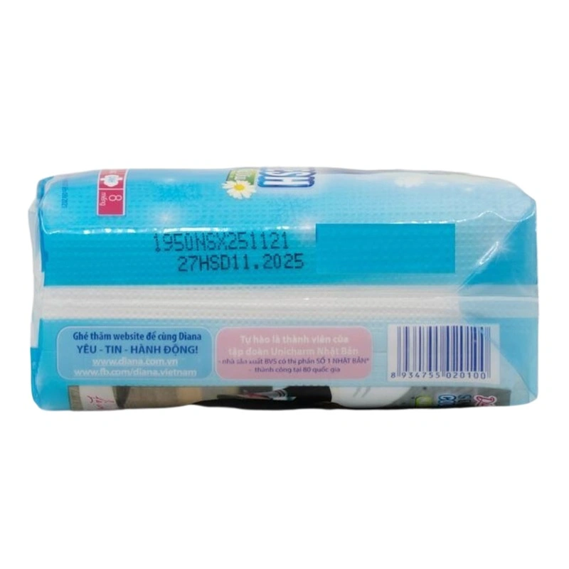 Combo 3 băng vệ sinh ban ngày Diana Sensi Cool Fresh mát dịu có cánh 8 miếng/bịch 7