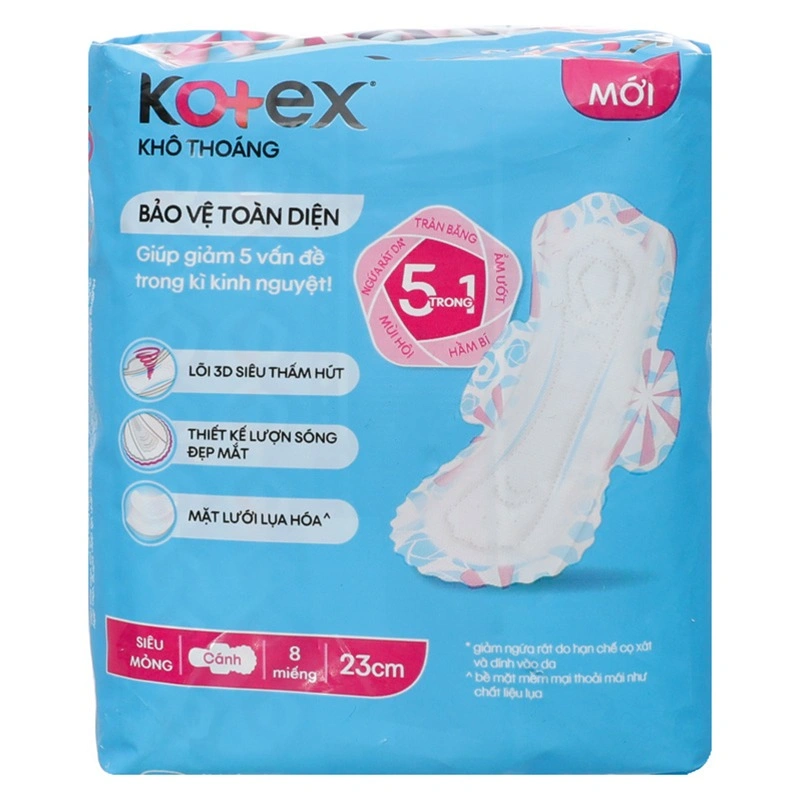 Băng vệ sinh ban ngày Kotex Khô Thoáng chống tràn có cánh 8 miếng 10