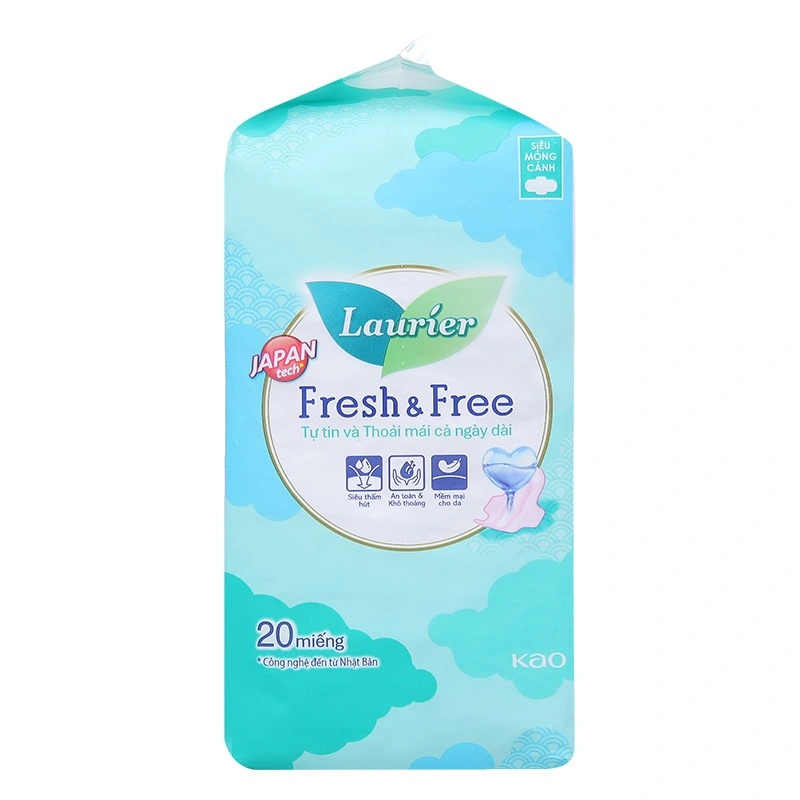 Combo 2 băng vệ sinh ban ngày Laurier Fresh & Free siêu mỏng có cánh 20 miếng/bịch 5