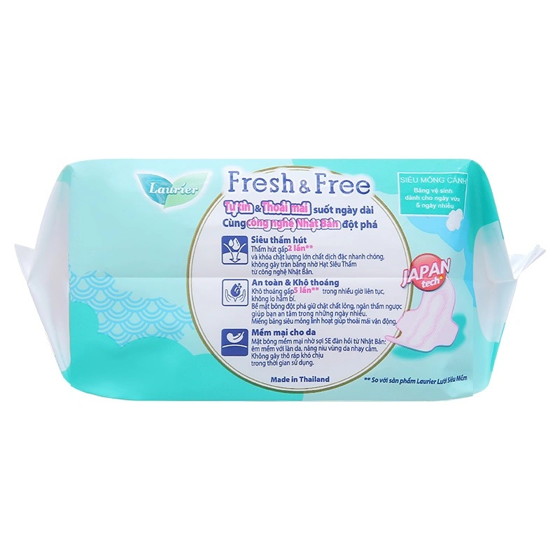 Băng vệ sinh ban ngày Laurier Fresh & Free siêu mỏng có cánh 8 miếng 10