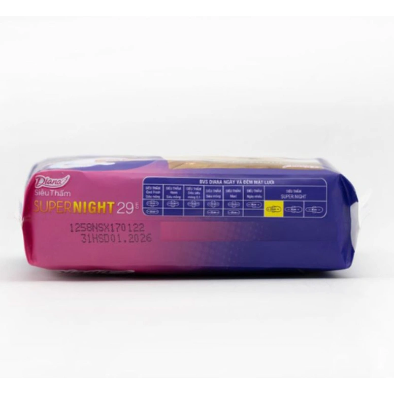 Băng vệ sinh ban đêm Diana Siêu Thấm Super Night chống tràn có cánh 4 miếng 5