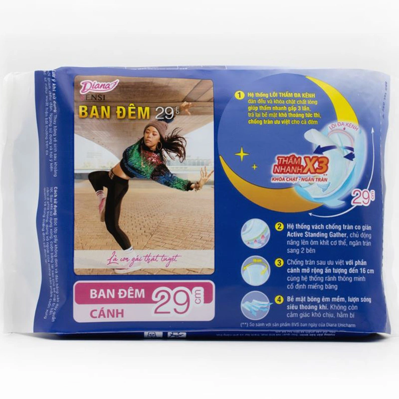 Băng vệ sinh ban đêm Diana Sensi Super Night chống tràn có cánh 4 miếng 2