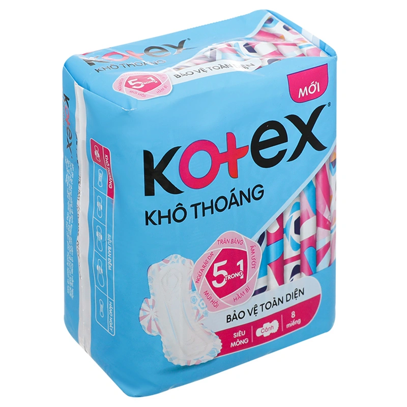 Băng vệ sinh ban ngày Kotex Khô Thoáng chống tràn có cánh 8 miếng 3