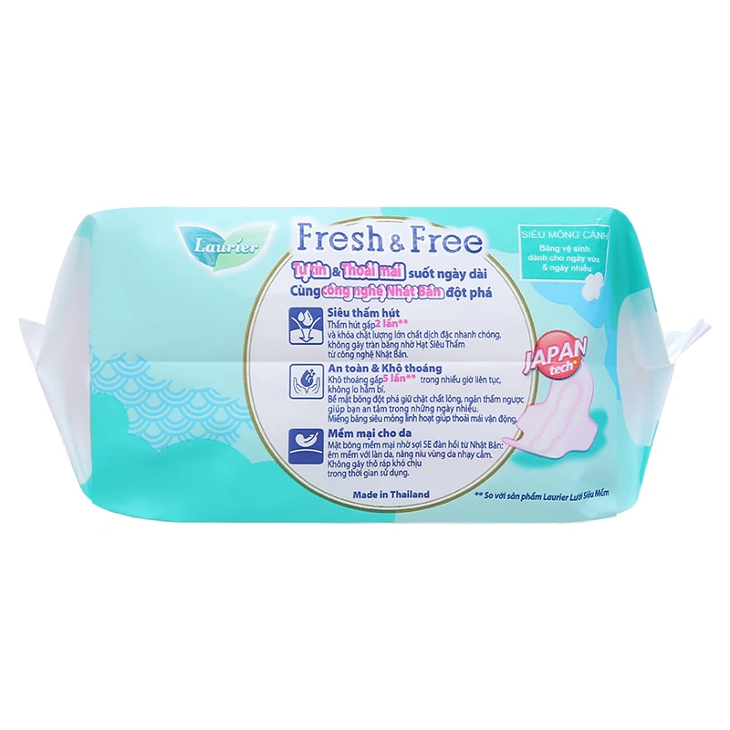 Băng vệ sinh ban ngày Laurier Fresh & Free siêu mỏng có cánh 8 miếng 4