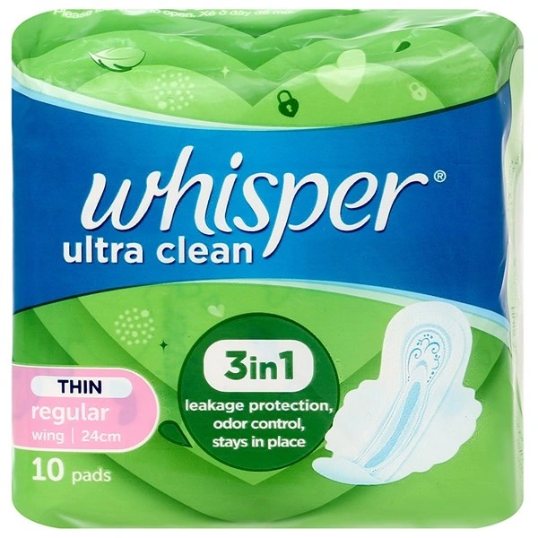 Băng vệ sinh ban ngày Whisper Ultra Clean siêu thấm có cánh 10 miếng 1