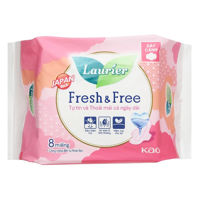 Băng vệ sinh ban ngày Laurier Fresh & Free siêu thấm có cánh 8 miếng 1