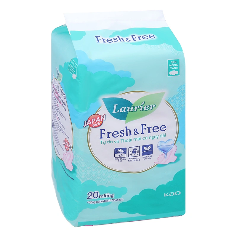 Combo 2 băng vệ sinh ban ngày Laurier Fresh & Free siêu mỏng có cánh 20 miếng/bịch 10