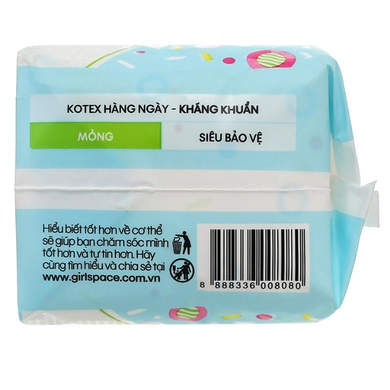 Băng vệ sinh hàng ngày Kotex Kháng Khuẩn mỏng không cánh 20 miếng 2