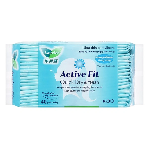 Băng vệ sinh hàng ngày Laurier Active Fit khô thoáng không cánh 40 miếng 1